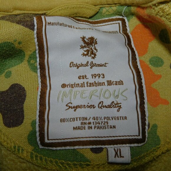 IMPERIOUS Mens XL Green Orange Brown Cartoon Blob Camo Sweatshirt jacket - Picture 5 of 11